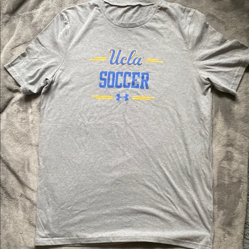 Under Armour Gray and Blue Short Sleeve Heat Gear Tee - Men’s Small Loose Fit